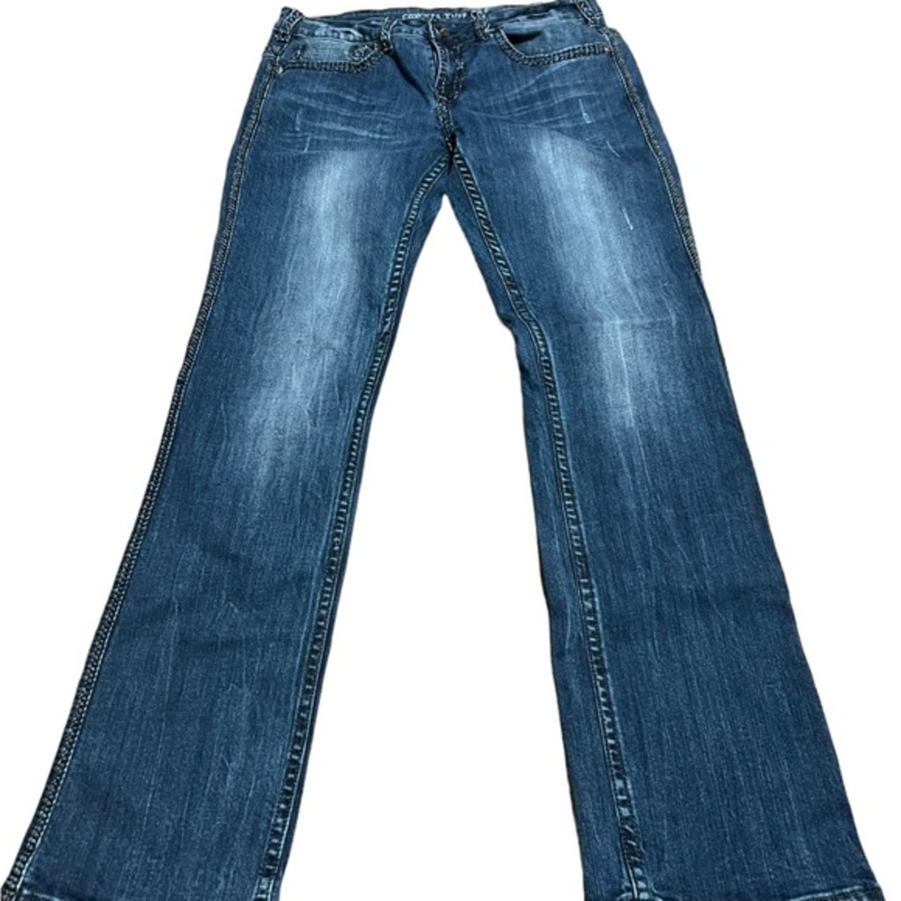Cowgirl Turf Co. Slate Blue Jeans Aztex Pockets Size 32